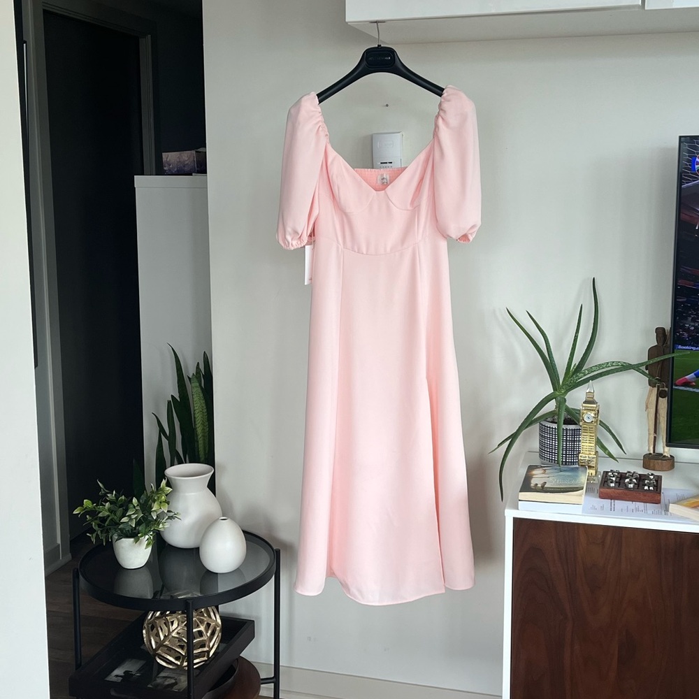Aritzia Wilfred Novella Pink Formal Wedding Guest Evening Bridal Dress - Picture 6 of 7
